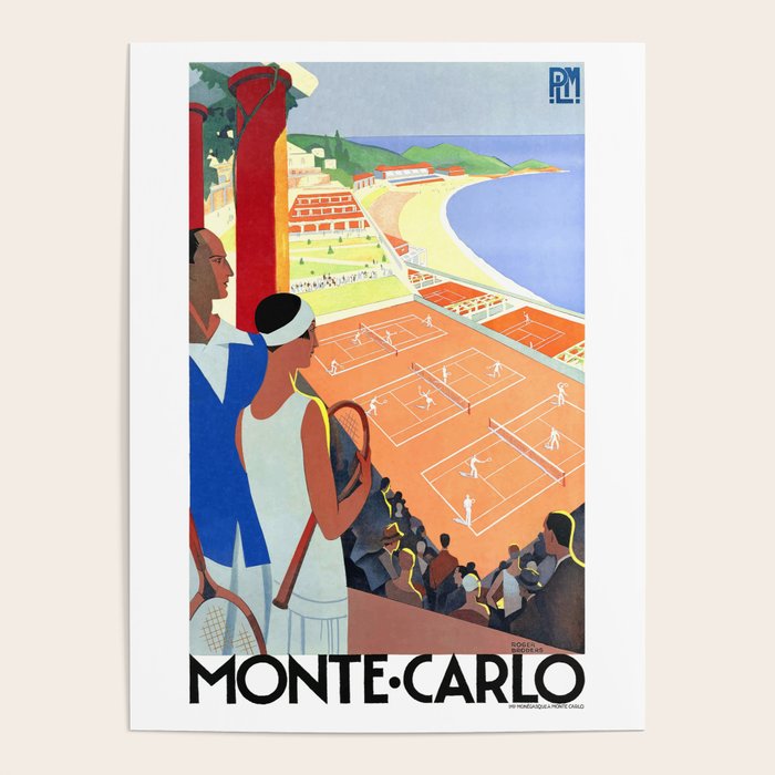 1930 MONTE CARLO Tennis Monaco Travel Poster Poster
