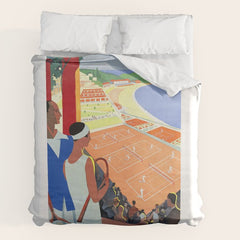1930 MONTE CARLO Tennis Monaco Travel Poster Duvet Cover