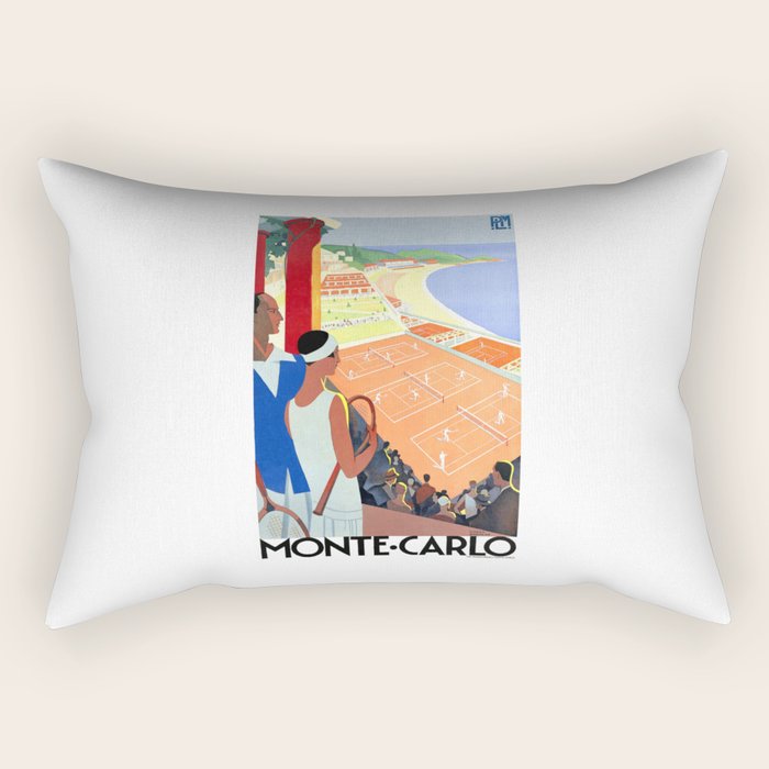1930 MONTE CARLO Tennis Monaco Travel Poster Rectangular Pillow