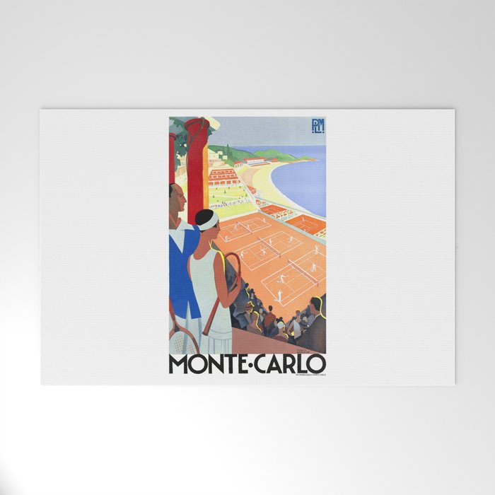 1930 MONTE CARLO Tennis Monaco Travel Poster Welcome Mat