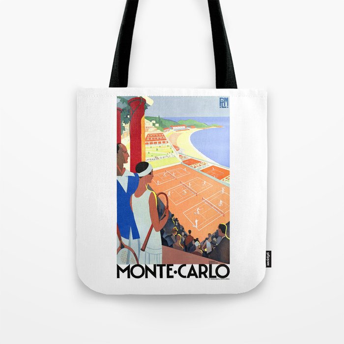 1930 MONTE CARLO Tennis Monaco Travel Poster Tote Bag