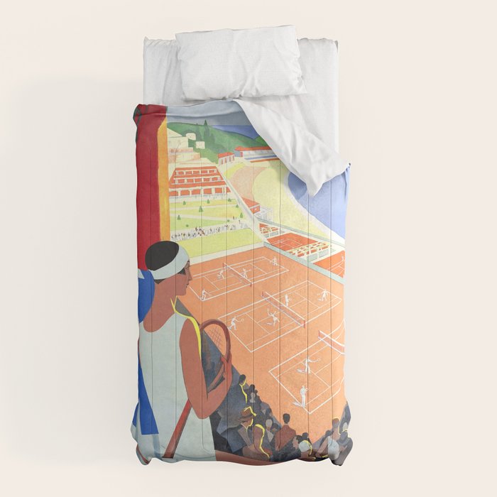 1930 MONTE CARLO Tennis Monaco Travel Poster Comforter