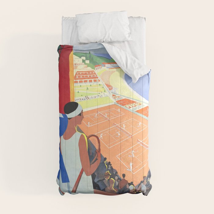 1930 MONTE CARLO Tennis Monaco Travel Poster Comforter