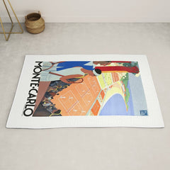 1930 MONTE CARLO Tennis Monaco Travel Poster Rug