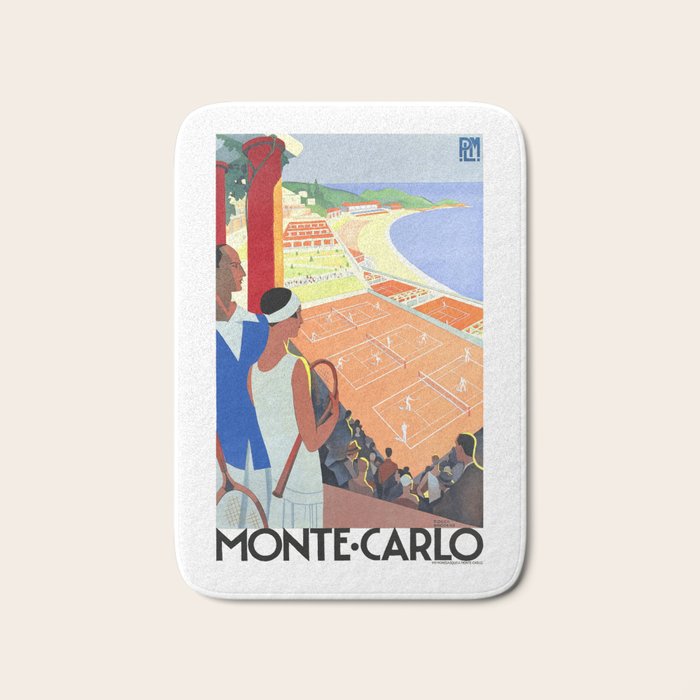 1930 MONTE CARLO Tennis Monaco Travel Poster Bath Mat