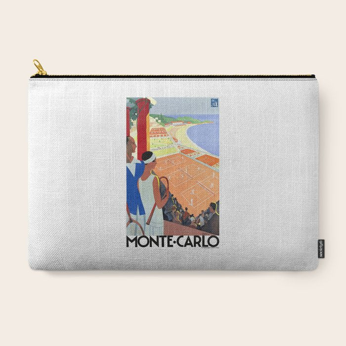 1930 MONTE CARLO Tennis Monaco Travel Poster Carry All Pouch