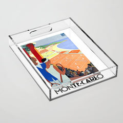 1930 MONTE CARLO Tennis Monaco Travel Poster Acrylic Tray
