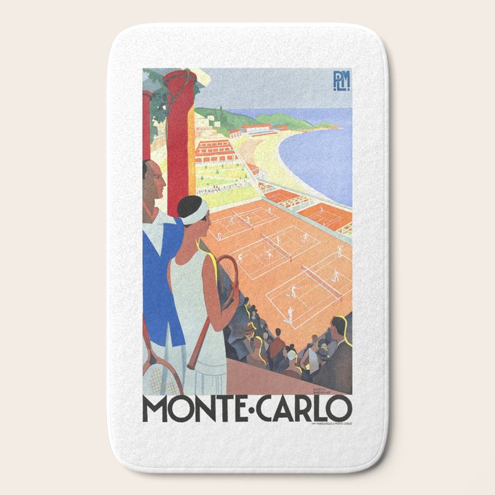 1930 MONTE CARLO Tennis Monaco Travel Poster Bath Mat