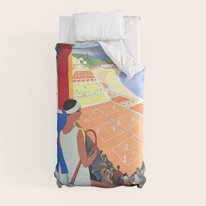1930 MONTE CARLO Tennis Monaco Travel Poster Duvet Cover