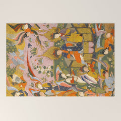 (Book of omens) Angels bow before Adam and Eve in Paradise Islamic Antique Art  Welcome Mat