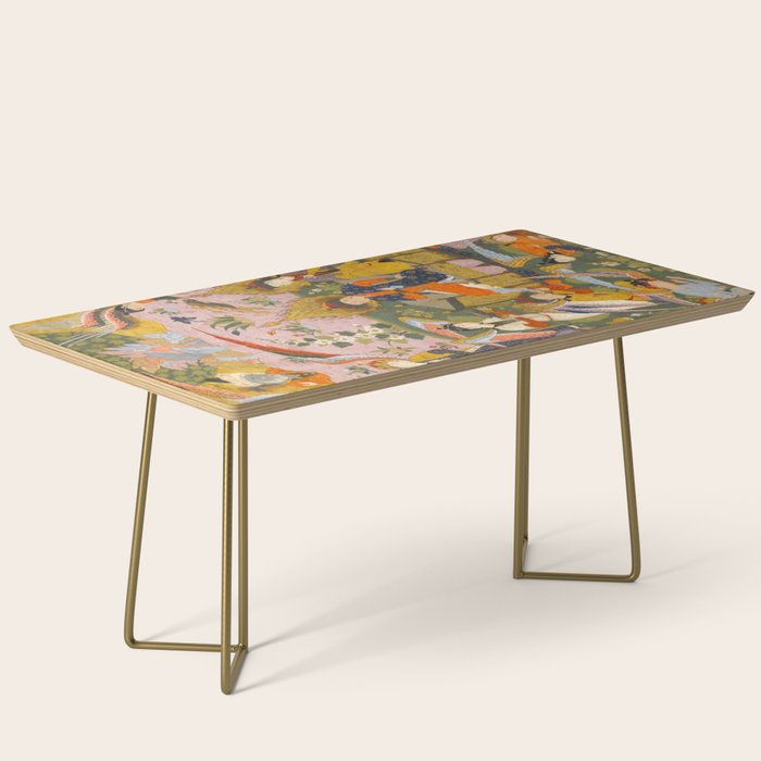 (Book of omens) Angels bow before Adam and Eve in Paradise Islamic Antique Art  Coffee Table
