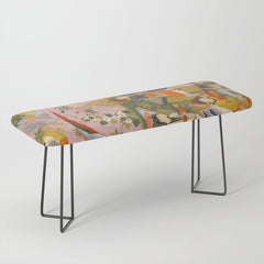 (Book of omens) Angels bow before Adam and Eve in Paradise Islamic Antique Art  Bench