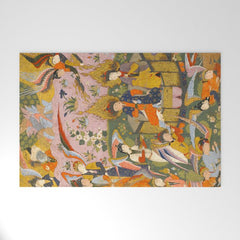 (Book of omens) Angels bow before Adam and Eve in Paradise Islamic Antique Art  Welcome Mat