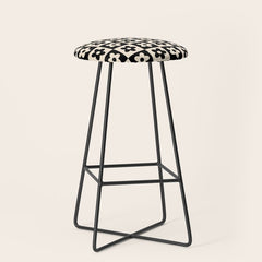 90s flowers checkers cream and black Stool