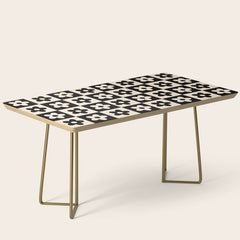 90s flowers checkers cream and black Coffee Table