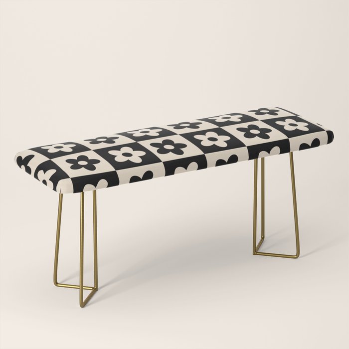 90s flowers checkers cream and black Bench