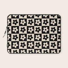90s flowers checkers cream and black Laptop Sleeve