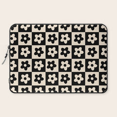 90s flowers checkers cream and black Laptop Sleeve