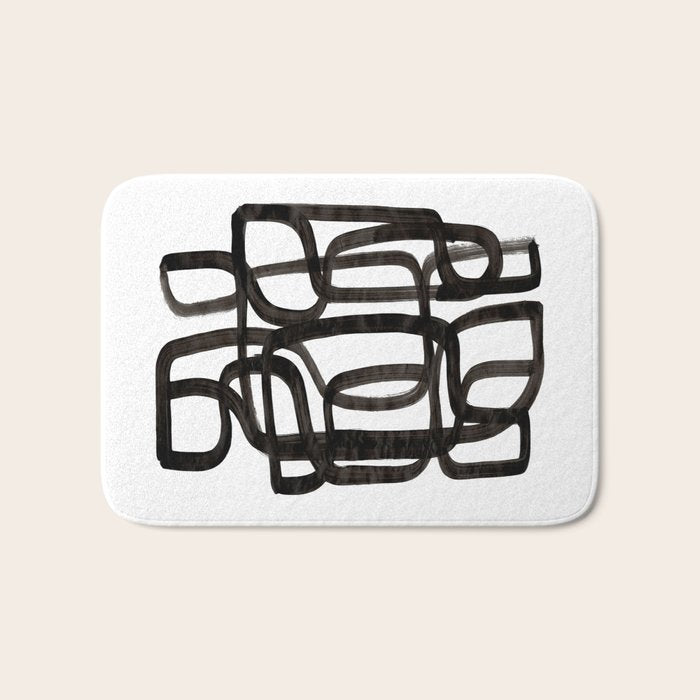 Writing On The Wall' Mid Century Modern Fun Abstract Shapes  Bath Mat