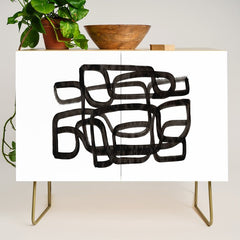 Writing On The Wall' Mid Century Modern Fun Abstract Shapes  Credenza