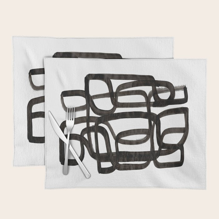 Writing On The Wall' Mid Century Modern Fun Abstract Shapes  Placemat