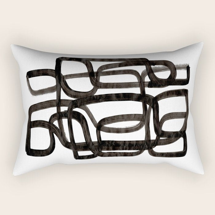 Writing On The Wall' Mid Century Modern Fun Abstract Shapes  Rectangular Pillow