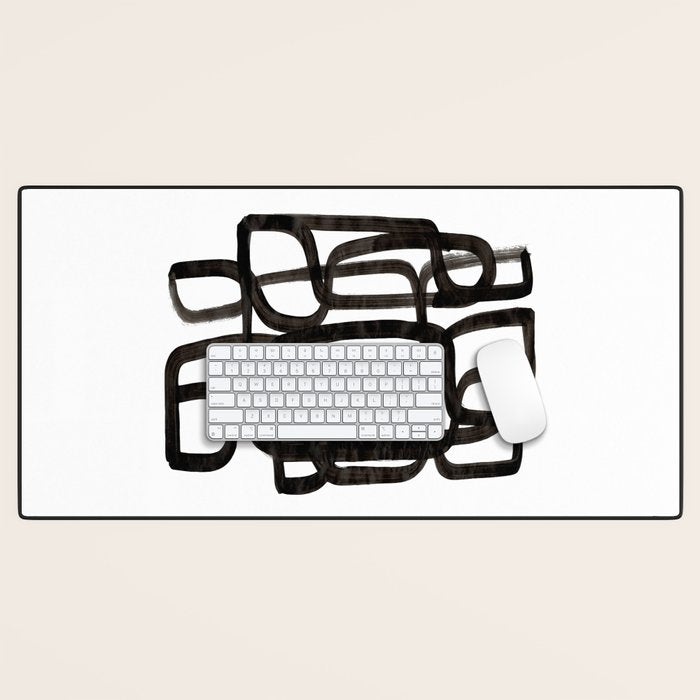 Writing On The Wall' Mid Century Modern Fun Abstract Shapes  Desk Mat