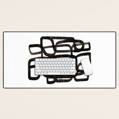 Writing On The Wall' Mid Century Modern Fun Abstract Shapes  Desk Mat