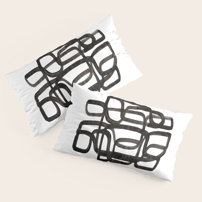 Writing On The Wall' Mid Century Modern Fun Abstract Shapes  Pillow Sham