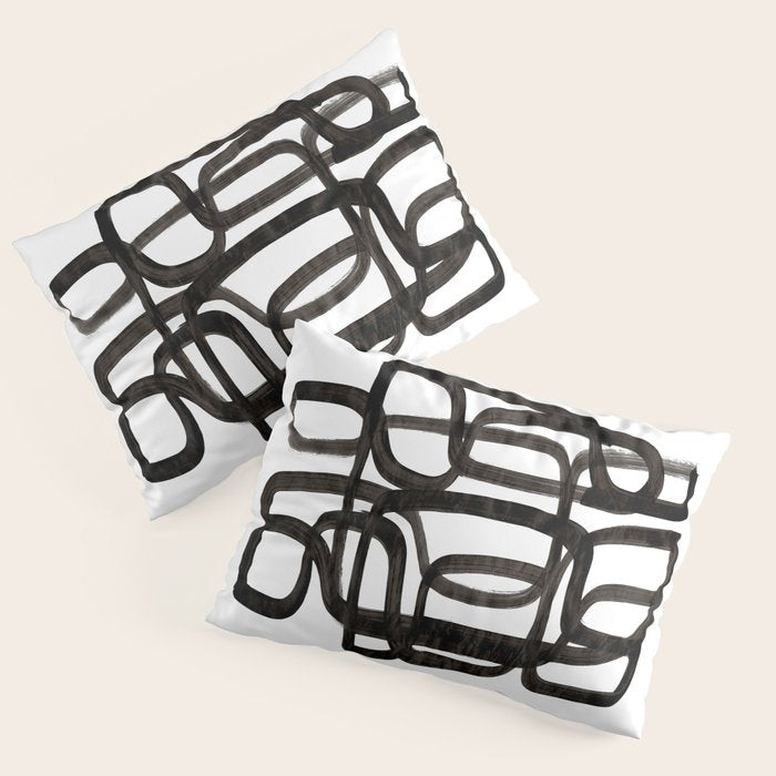Writing On The Wall' Mid Century Modern Fun Abstract Shapes  Pillow Sham