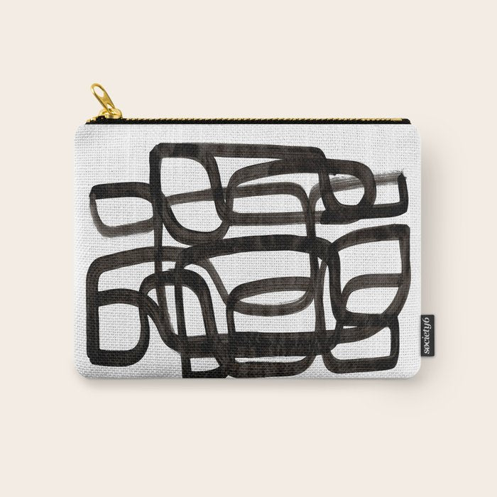 Writing On The Wall' Mid Century Modern Fun Abstract Shapes  Carry All Pouch