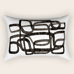 Writing On The Wall' Mid Century Modern Fun Abstract Shapes  Rectangular Pillow
