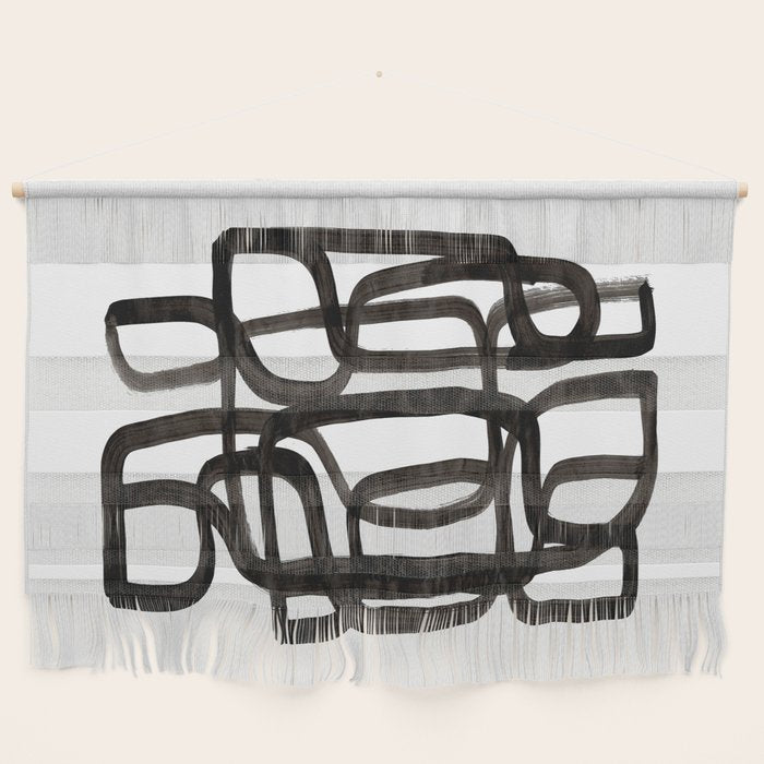 Writing On The Wall' Mid Century Modern Fun Abstract Shapes  Wall Hanging