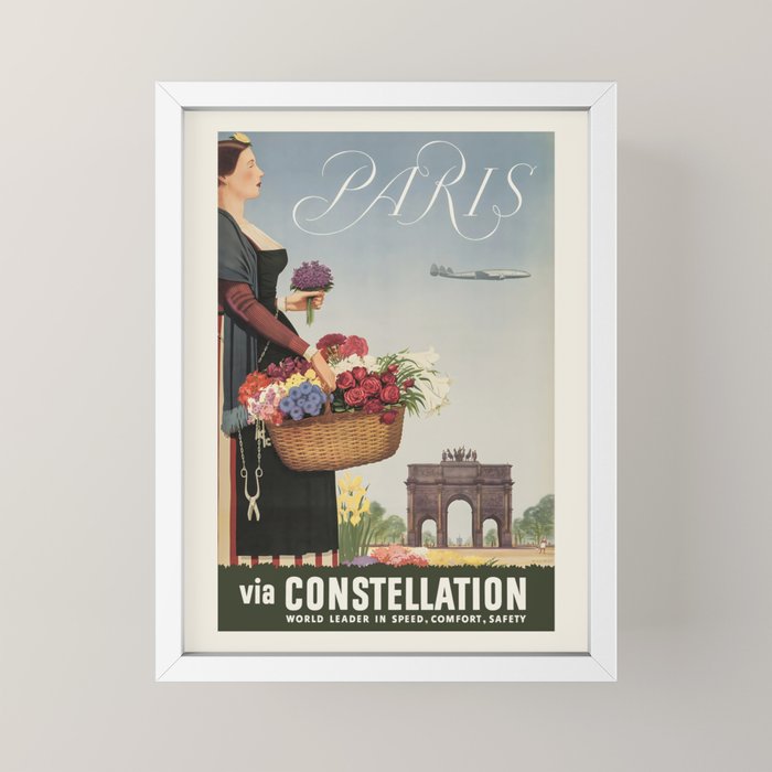 1950s Paris Vintage Travel Poster Mini Art Print