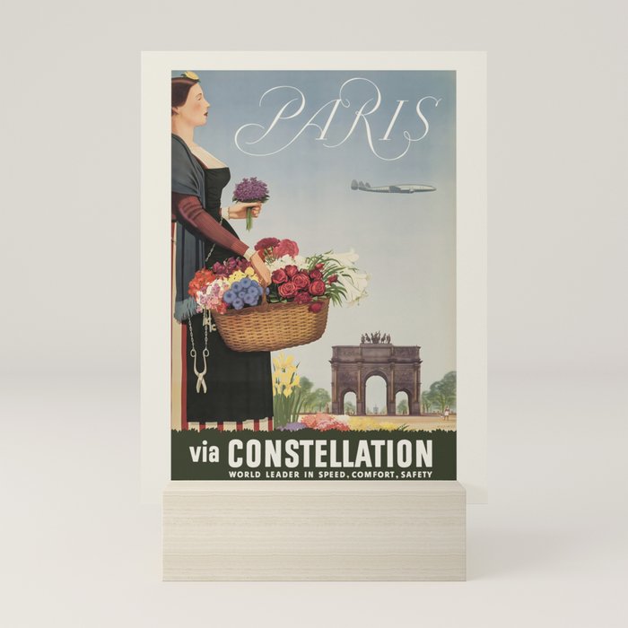 1950s Paris Vintage Travel Poster Mini Art Print