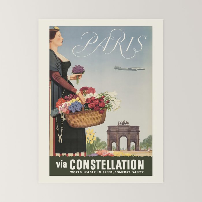 1950s Paris Vintage Travel Poster Mini Art Print