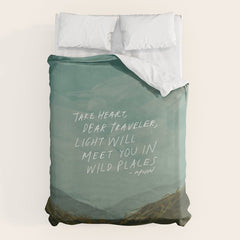"Take Heart, Dear Traveller, Light Will Meet You In Wild Places." | Landscape Design Duvet Cover