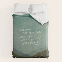 "Take Heart, Dear Traveller, Light Will Meet You In Wild Places." | Landscape Design Comforter