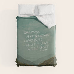 "Take Heart, Dear Traveller, Light Will Meet You In Wild Places." | Landscape Design Duvet Cover