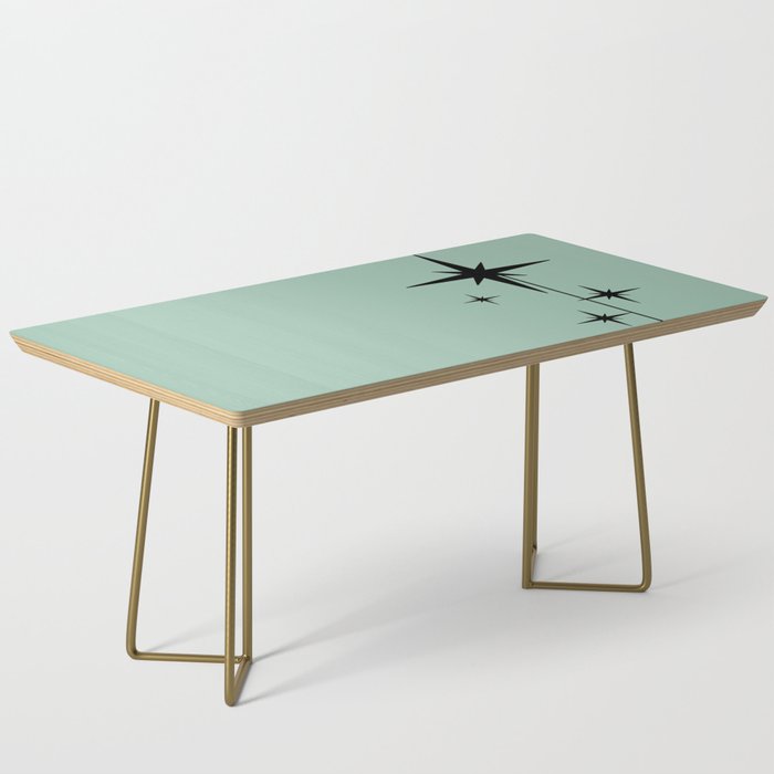 1950s Atomic Age Retro Starbursts in Aqua Mint and Black Coffee Table