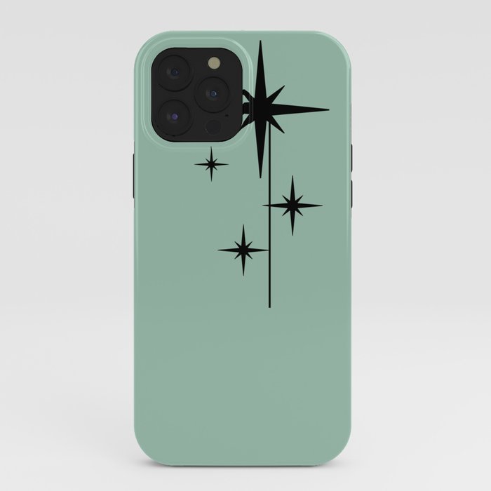 1950s Atomic Age Retro Starbursts in Aqua Mint and Black iPhone Case