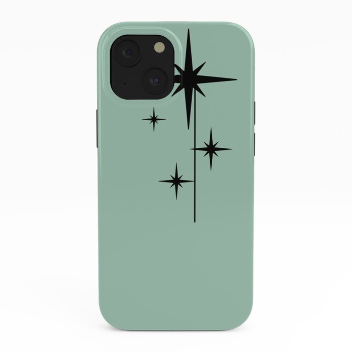 1950s Atomic Age Retro Starbursts in Aqua Mint and Black iPhone Case