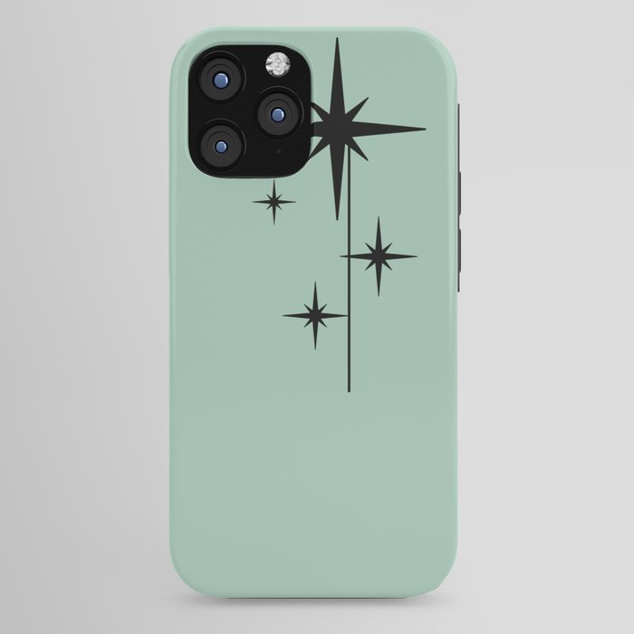 1950s Atomic Age Retro Starbursts in Aqua Mint and Black iPhone Case