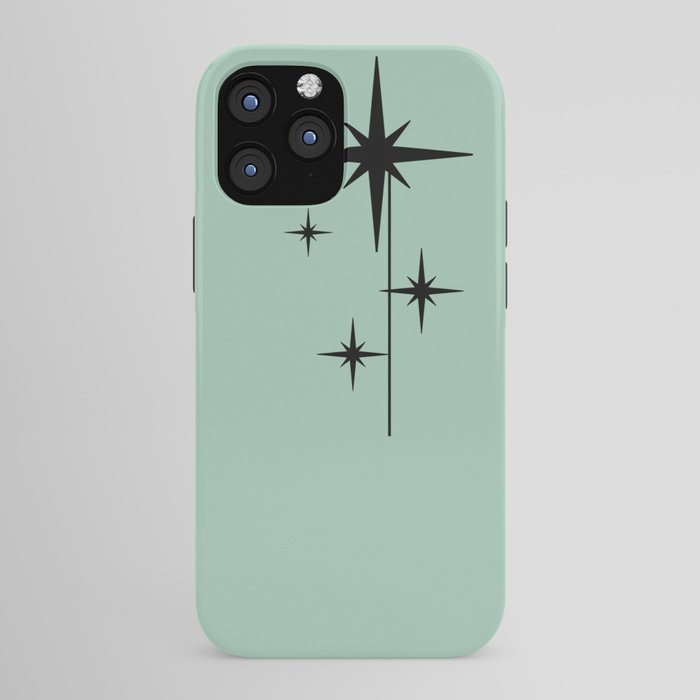 1950s Atomic Age Retro Starbursts in Aqua Mint and Black iPhone Case