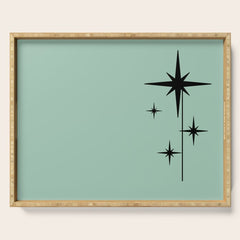 1950s Atomic Age Retro Starbursts in Aqua Mint and Black Serving Tray