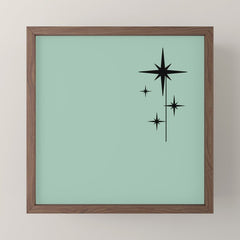 1950s Atomic Age Retro Starbursts in Aqua Mint and Black Mini Art Print
