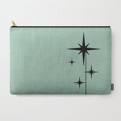 1950s Atomic Age Retro Starbursts in Aqua Mint and Black Carry All Pouch