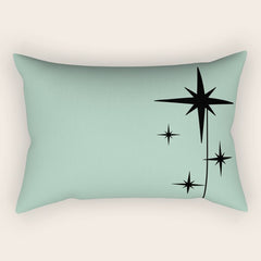 1950s Atomic Age Retro Starbursts in Aqua Mint and Black Rectangular Pillow
