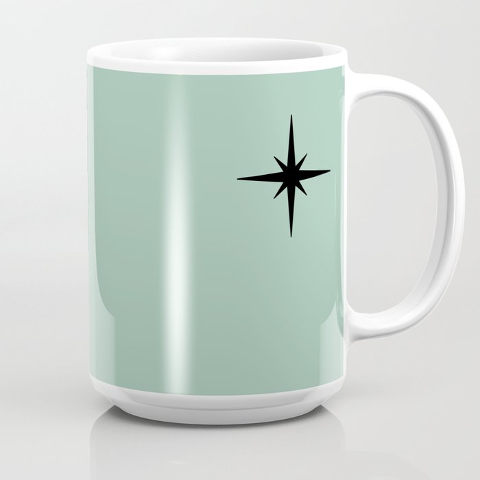 1950s Atomic Age Retro Starbursts in Aqua Mint and Black Coffee Mug