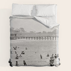 1895 Narragansett Pier and Beach, Narragansett, Rhode Island Duvet Cover